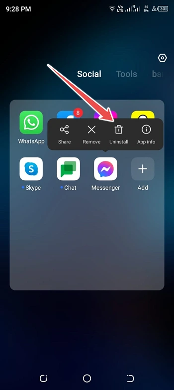 reinstall messenger app - messenger bubble not showing