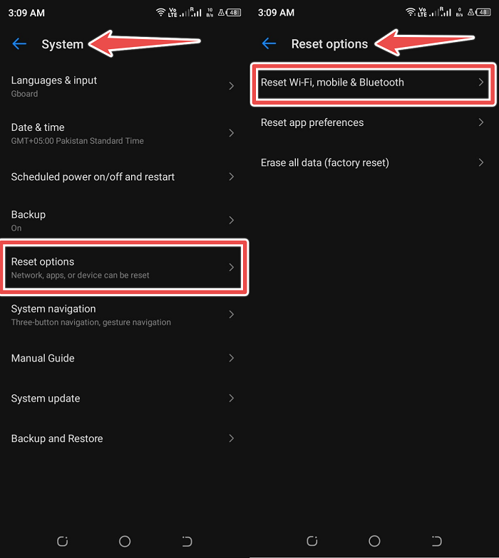 reset your Android Network Settings