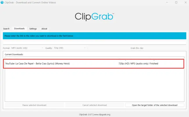 save the converted youtube video - clipgrab review