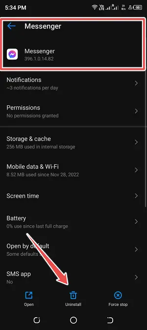 uninstall messenger app - messenger notifications not working